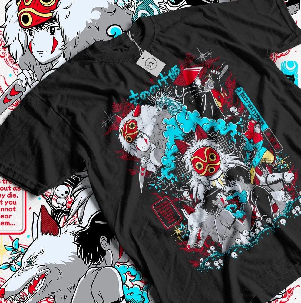 Anime Princess Mononoke Basic Black T Shirt S