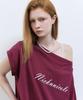 Nigaennikol Lettering Off Shoulder Top_Plum