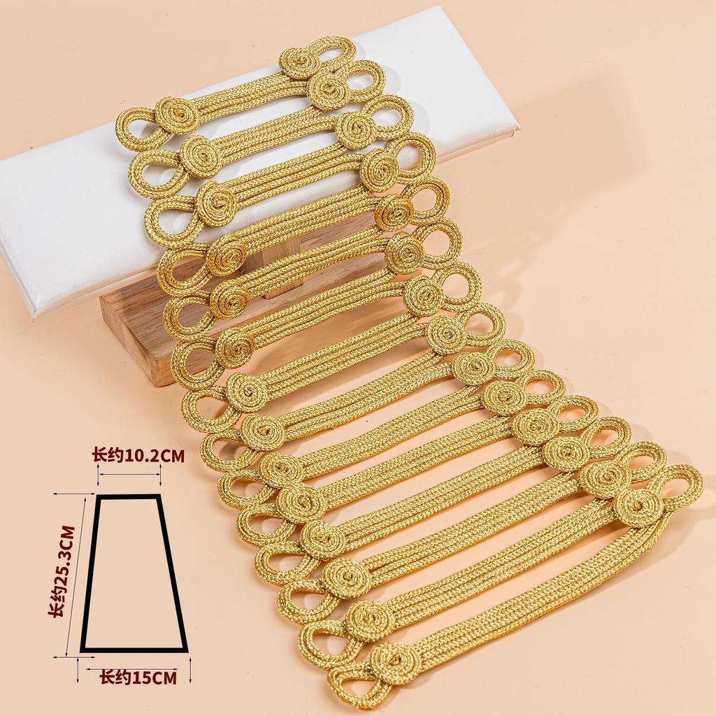 1pcs Chinese Knot Buttons, Gold Wire, Trapezoidal Buttons, Military Uniforms, Dresses, Dance Clothes, Decorative Buckles