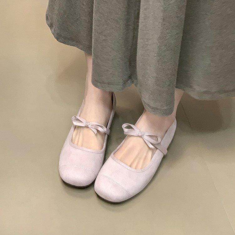 Soft Leather Version~ French Temperament Bow Elegant Doudou Shoes Wear Small Fragrant Wind Outside, Shallow Mouth Inside Height Increasing Single Sho