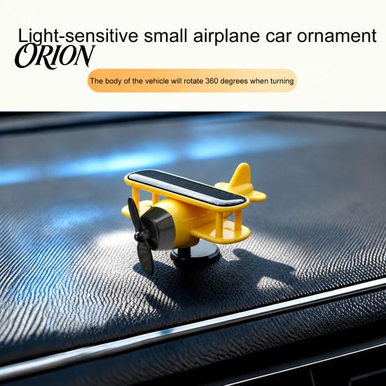 Vehicle Dashboard Decorations Solar Energy Rotating Plane, Creative Car Ornament Airplane with Light Sensor, Unique Automotive Interior Accessories