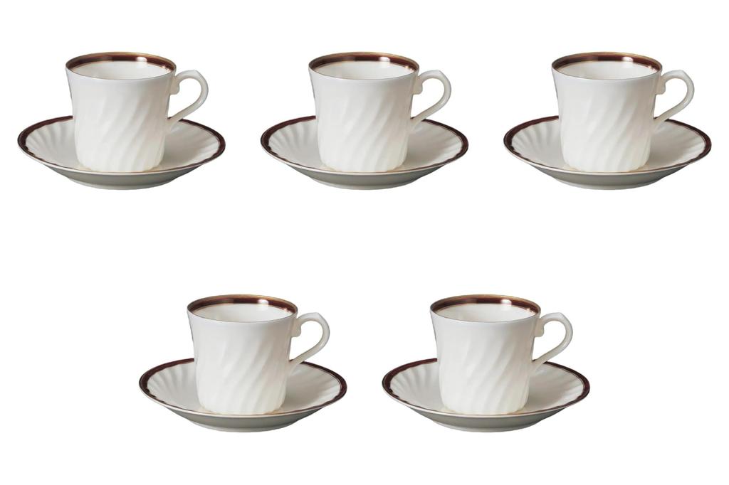 Set of 5 NB Marron Coffee Cups x x Cups Fuse Setomonohonpo (9.5 7.3 6.8 cm, 180cc) & Saucers, Ware,