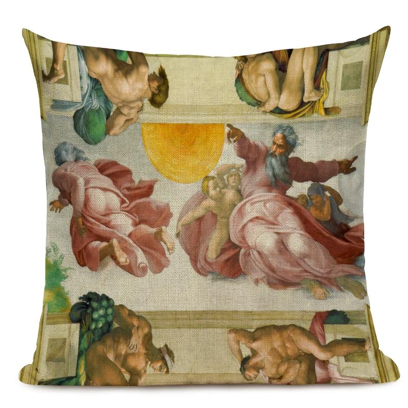 Michelangelo Print Pictură în Ulei Faimoasă Față de Pernă Decor Mural Italian Față de Pernă Husă Pernă Sofă