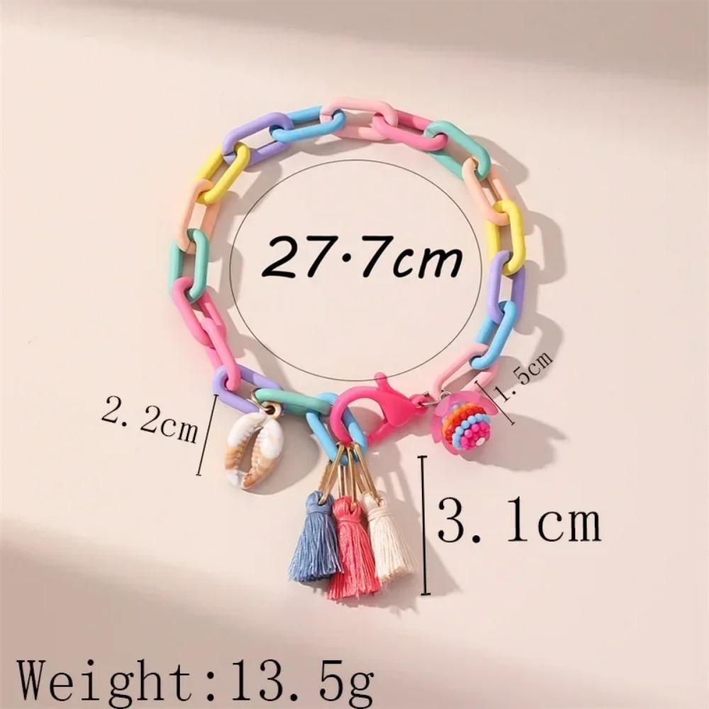 New Trendy Multicolor Acrylic Anklet for Women Boho Tassel Ball Pendant Handmade Anklet Leg Chains Charm Summer Beach Jewelry