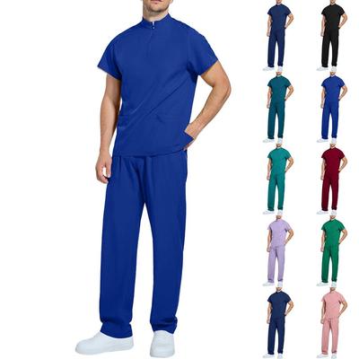 Unisex Quick-Dry Short-Sleeve Scrub Suit: Medical Two-Piece Set for Nurses and Hospital Staff