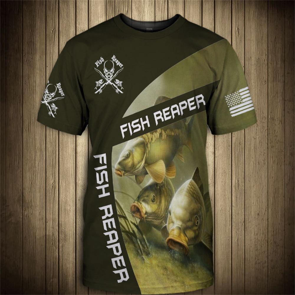 Vintage T Shirt for Mens Fishing 3D Print Outdoor Sports Short Sleeve Top Casual Man's T-Shirt Loose Tee Graphic Men Clothing