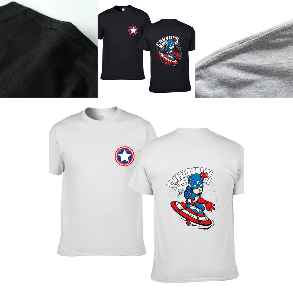 Vibrant Avengers Captain America Printed Short Sleeve Top For Every Season