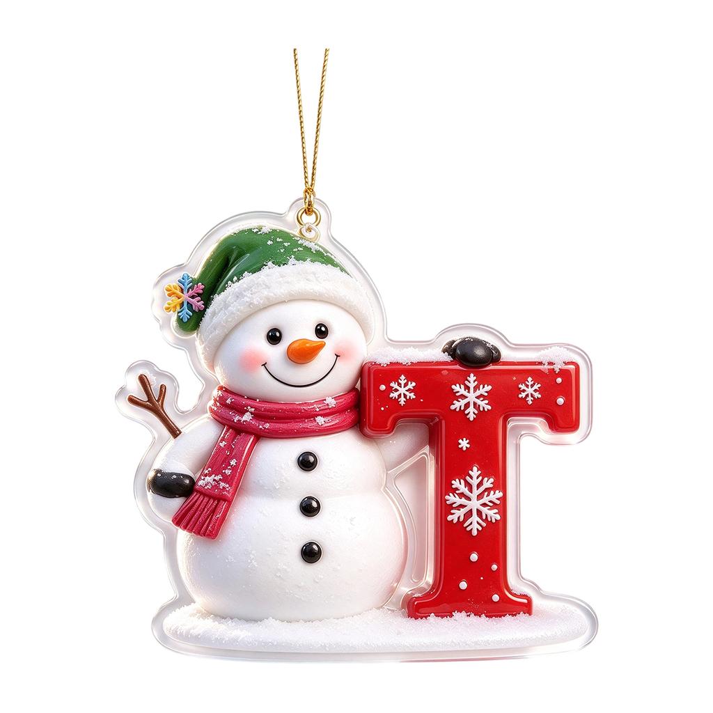 Christmas Snowman Letter 2D Acrylic Hanging Ornament for Holiday Tree Decor
