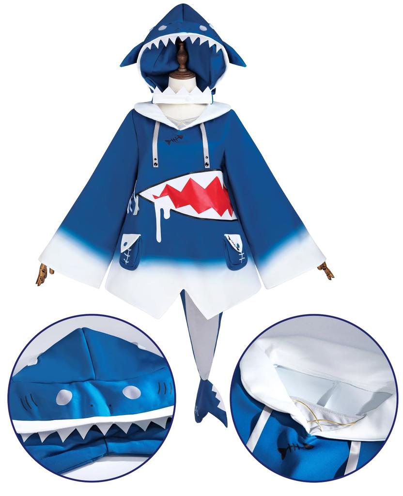 VTuber Cosplay Gawr Gura Cosplay Virtual YouTuber VTuber Shark Hololive [NOKIJP] Costume, Shark-chan Costume, Cosplay, Flat-chested Costume,