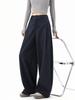 Saidi Khaki Curved Leg Wide High Waist Korean-Style Autumn Suit Pants