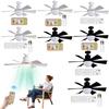E27 Socket Fan Light 3 Speeds Dimmable Screw In Ceiling Fan Lamp Light Socket E27 with Extender & 6 Blades for Bedroom Kitchen