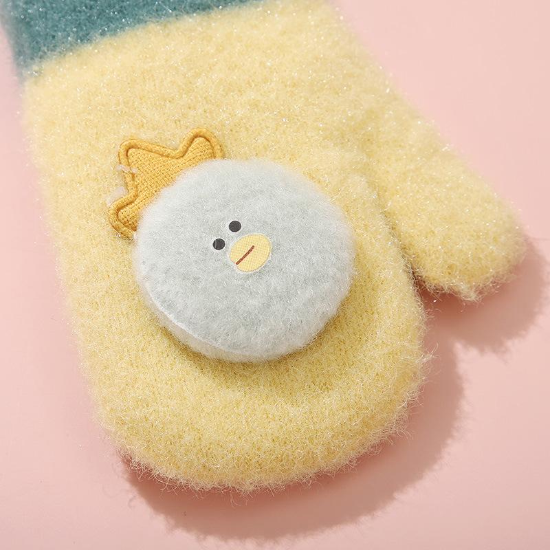 Baby Knitted Gloves Winter Warm Fce Lined Fingerl Boys Girls Children's Faion Accories Belts Hats Scarves