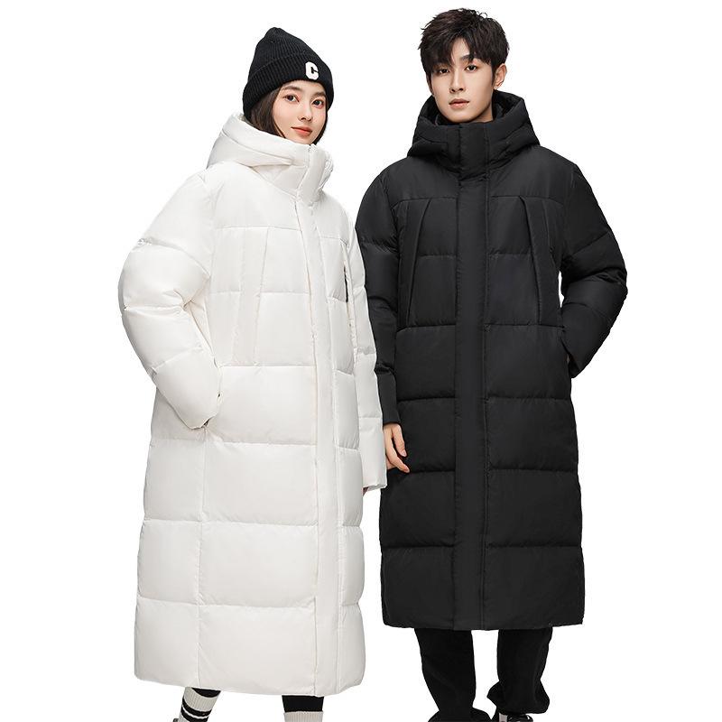 Unisex Trendy Long Over-the-Knee Winter Hooded Down Coat