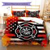 Firefighter Pattern Bedding Quilt Set Quilt Cover Pillowcase Home Decoration Gift (1 * duvet cover + 2 * pillowcase, without core)