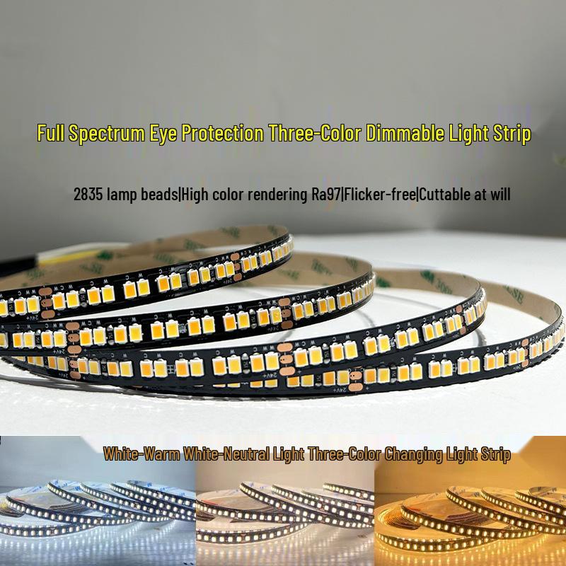 Smart 24V Dual Color LED Strip: 240 LEDs, Dimmable & Adjustable Color Temperature, Connects to Smart Systems.