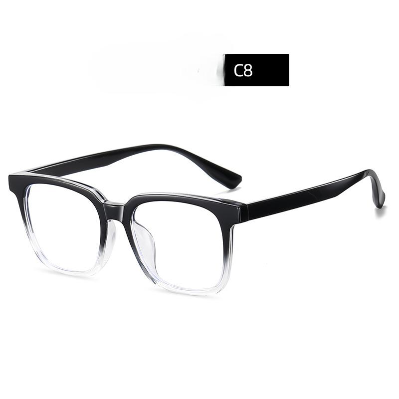 Korean Cold Wind TR90 Thick Frame Optical Glasses Fashion Square Large Frame Flat Mirror Anti-blue Myopia Glasses