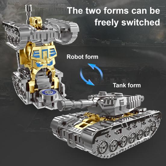 Transforming Robot Tank Spinner Toy Stress Anxiety Relief Simulated Tank Spinning Toy Kids Teens Adults Fingertip Gyroscope Fidget Toy