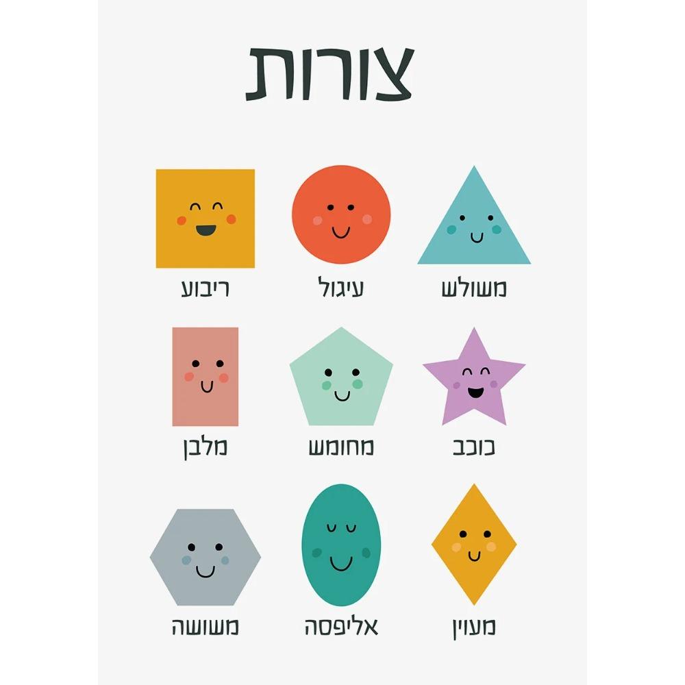 Hebrew Letters Alphabet Jewish Number Day Time Wall Art Canvas Painting Nordic Posters and Prints Wall Pictures Kids Room Decor