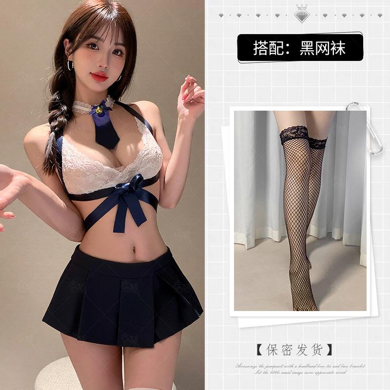 Zimei night crisp sexy underwear sexy student super short temptation pleated skirt uniform suit hair jk cute little chest