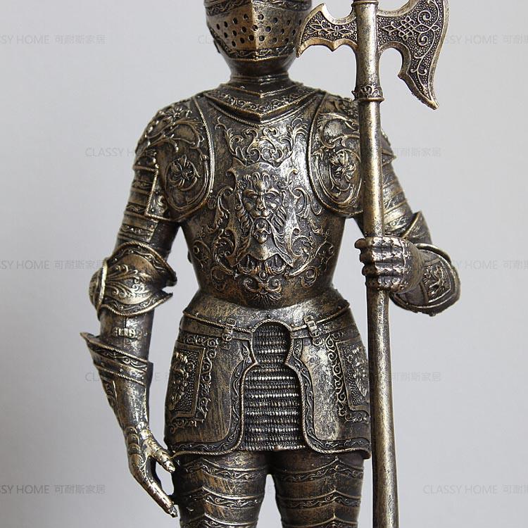 Soldat Blindat Figură Umană Simulată Sculptură Cavaler Blindat din Fier Figurine Decorative Accesorii pentru Decorarea Casei