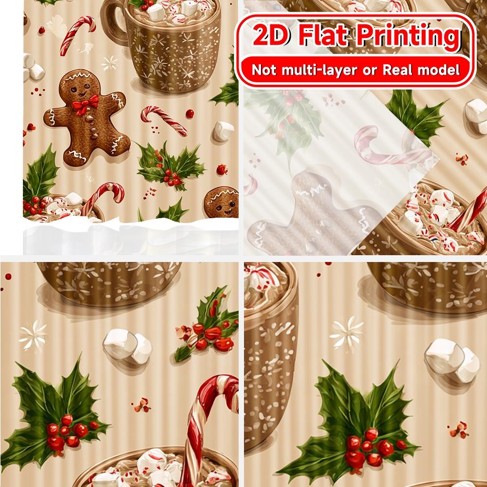 2D Flat Printing  2pcs Gingerbread Joy Popular Creative Curtains Polyester Easy Install Curtains Gifts Use for Bedroom   Living