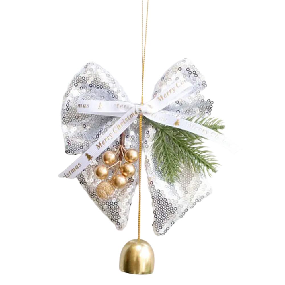 

Festive Pearl Glitter Bow Bell Pendant for Christmas Tree and Car Hanging Ornament Available in Red Pink Silver Gold серебряный