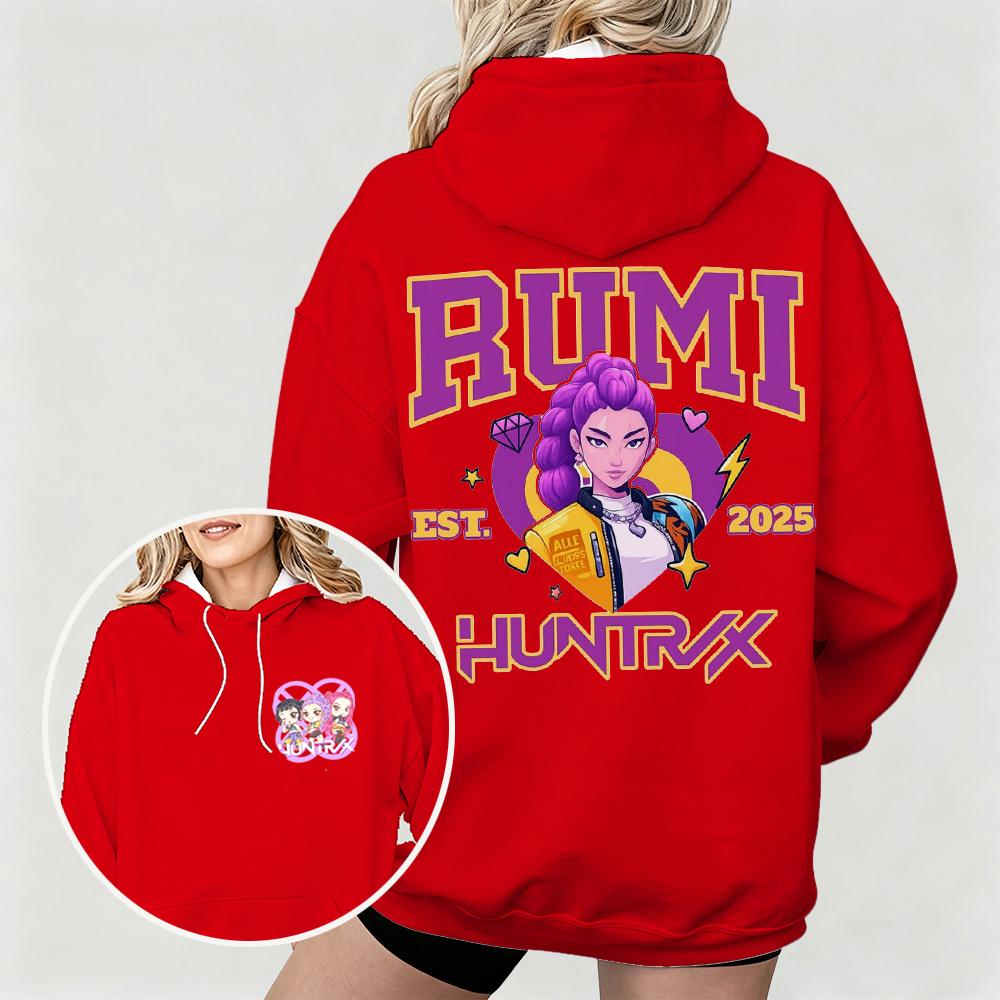 Women's KPop Demon Hunters Hoodie with Rumi Huntrx Graphic Character Perfect for Autumn Winter Casual Wear & Fan Merchandise