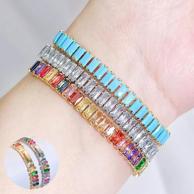 WWJ Europäisches klassisches All-Match-Tennisarmband aus Zirkonia für Damen, handgefertigt, Alltagskleidung, Schmuckzubehör