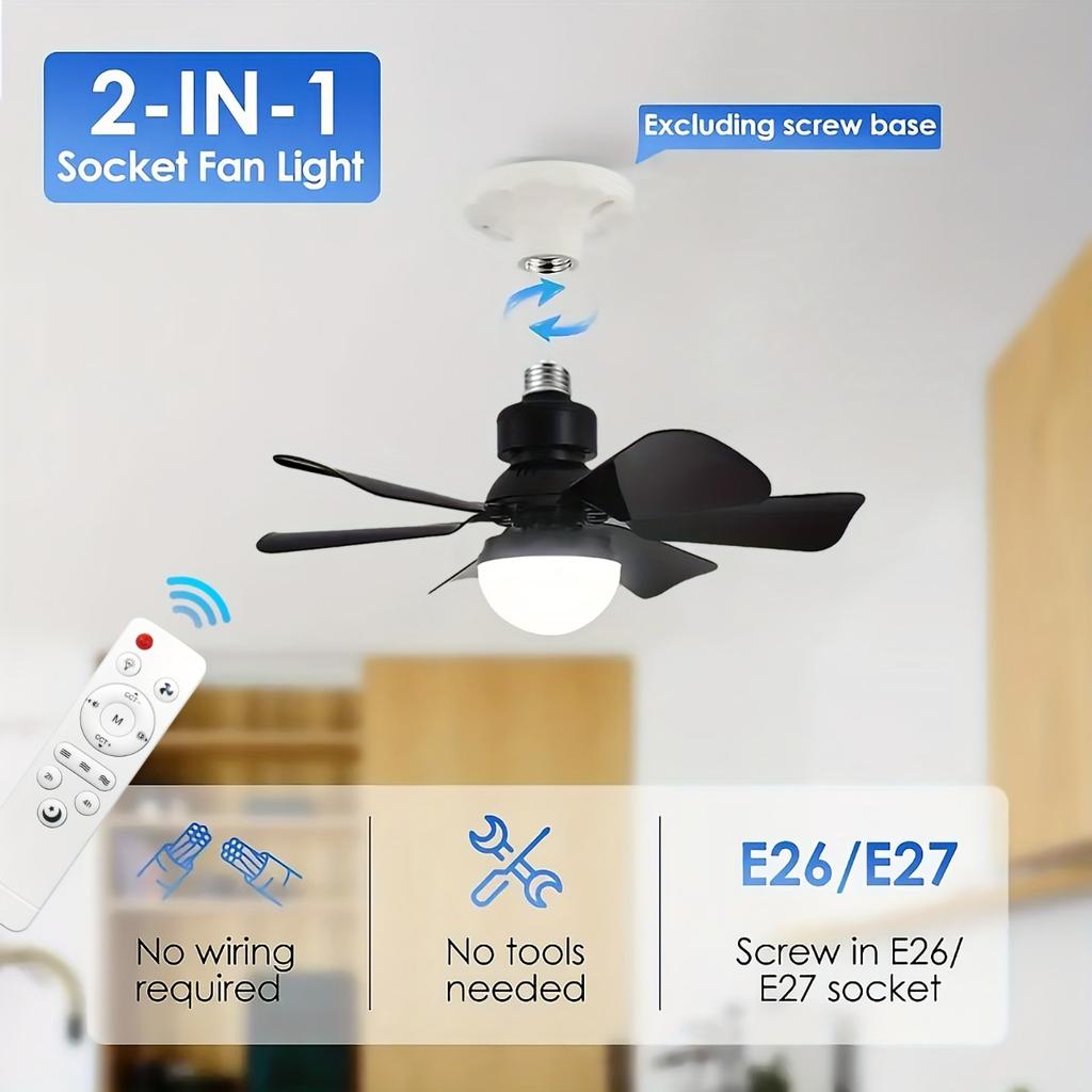 Intelligent Ceiling Fan with Light, Remote Control, Adjustable LED, 6 Blades, Ceiling Fan Installation, Hard Wired, 85V-265V Voltage, Lighting