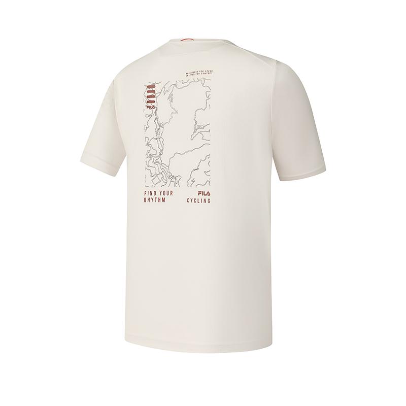 FILA Cycling Elastic Breathable Casual Fashion Commuting Versatile Minimalist Short Sleeve T-Shirt Men Tops Light-Khaki A11M528108F-LK