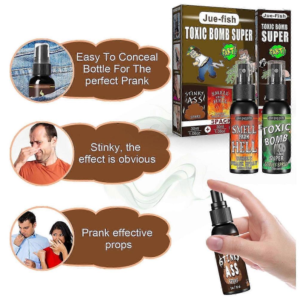 3Pcs/set Novelty Liquid Fart Gag Prank Joke Spray Can Stink Bomb Smelly Stinky NEW