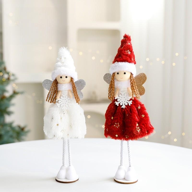 Christmas Angel Plush Figurine Decoration With Standing For Holiday Festive Decor