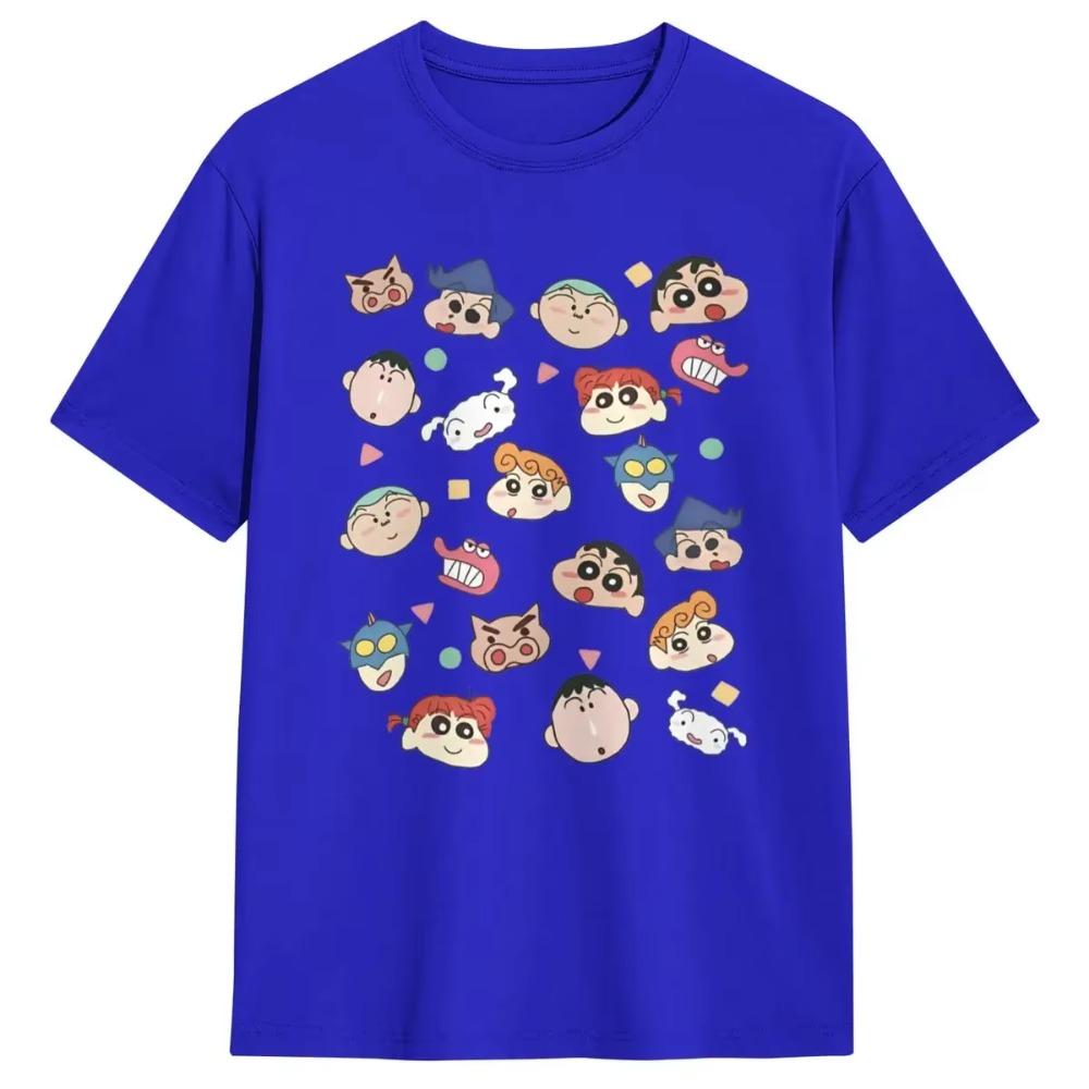 School Friends Crayon Shin Chan T-Shirt Summer Y2K Retro T Shirts 100 Cotton Tshirt For Mens Short Sleeves Clothing