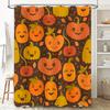 Halloween Pumpkin Shower Curtain, Fall Decorative Bath Mat, Orange and Brown Patterned Fabric Waterproof Bathroom Liner Set for