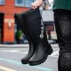 New Rain Shoes Men's Medium Tube Non-slip Waterproof Shoes Fashionable Outdoor Water Boots Warm High Tube Rain Boots Rubber Shoes Men