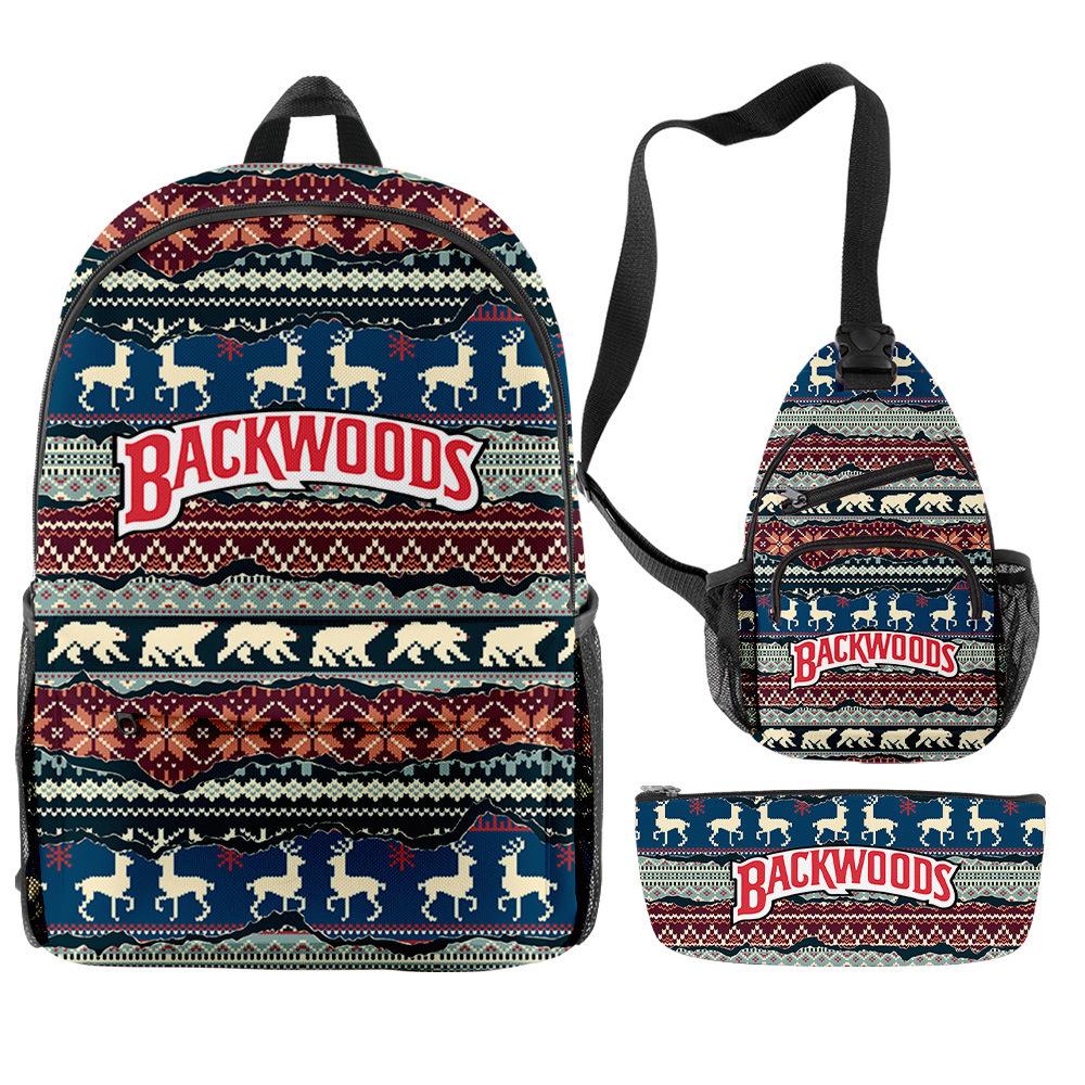 Christmas Backpack Backwoods Cigar Star Backpack Peripheral Set Backpack Satchel Pencil Case Set