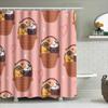 Cute Cat Puppy Pattern Shower Curtain For Bathroom Decor Pink Animal Design Waterproof Fabric