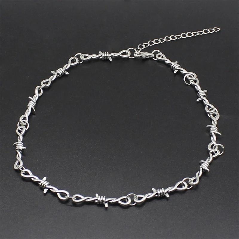 Nuovo piccolo filo spinato spine collana unisex collana donna hip-hop gotico punk stile filo spinato piccola catena di spine collare regalo