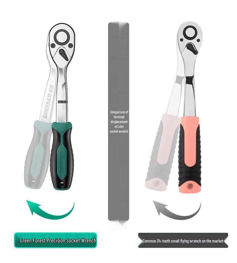 72-Tooth Reversible Quick Ratchet Socket Wrench with Large, Medium, and Small Fly Labor-Saving Thorns.