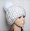 Winter Women Natural Mink Fur Hat Hand Knitted Warm 100% Genuine Mink Fur Cap Russia Lady Real Mink Fur And Fox Fur Pompoms Hats