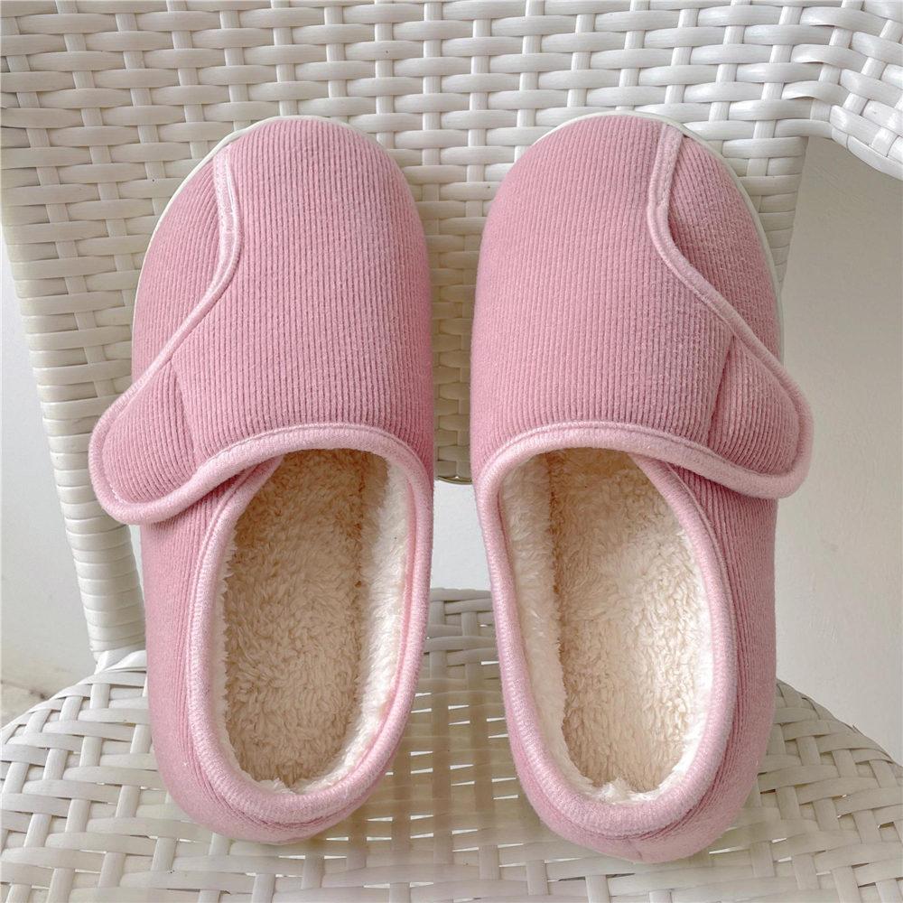 Women Memory Foam Slippers Adjustable Closed Toe Swollen Feet Slippers Comfortable House Indoor Outdoor Shoes with Rubber Sole