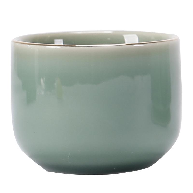 Celadon Glaze Ceramic Tea Cup Straight Cylinder Master Bowl Japanese Minimalist Style Gongfu Tea Ware for Home Use