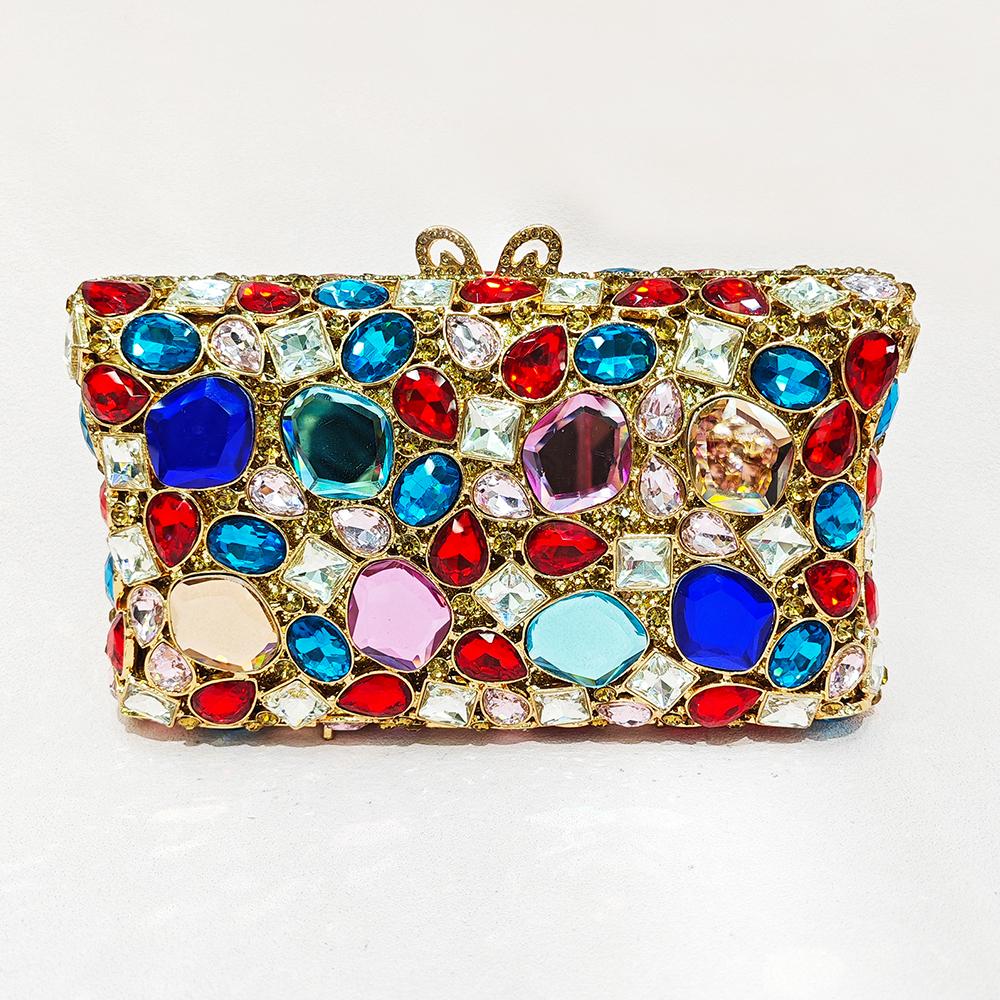 

Stone Glass Purses Evening Purse Luxury Gold/Pink Crystal Wedding Prom Purses Bags Diamond Women Formal Party Bags Rhinestone 20cmX12cmX8cm