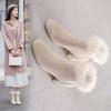 Real rabbit fur snow boots women's winter 2025 new suede high-heeled Martin boots piled and thickened thermal cotton boots