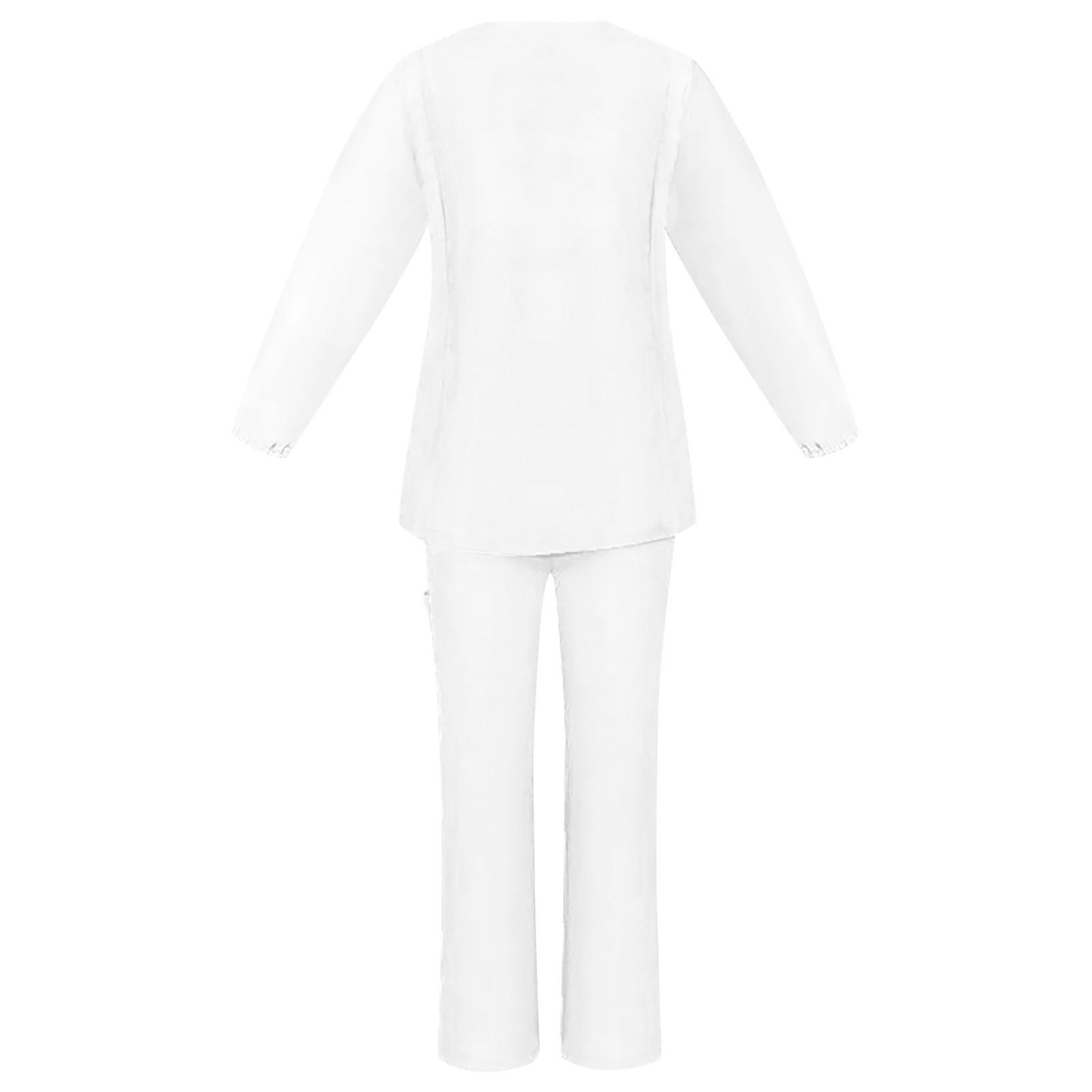 Женский однотонный рабочий топ с длинным рукавом и V-образным вырезом — фото 4