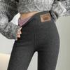 Women Winter Warm Thicken Leggings High Waist Stretchy Solid Color Trousers Velvet Thermal Yoga Pants