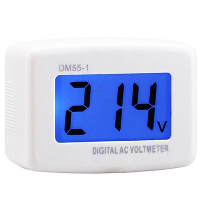 Multifunkční Dm55-1 AC 110V-220V Digitální voltmetr LCD displej s modrým podsvícením Plochá zástrčka Volt