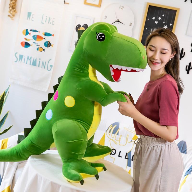 Plush Tyrannosaurus Rex Toy Kids Ages 7-14 Soft Short-Pile Stuffed Dinosaur Pillow Green Or Blue 45120cm