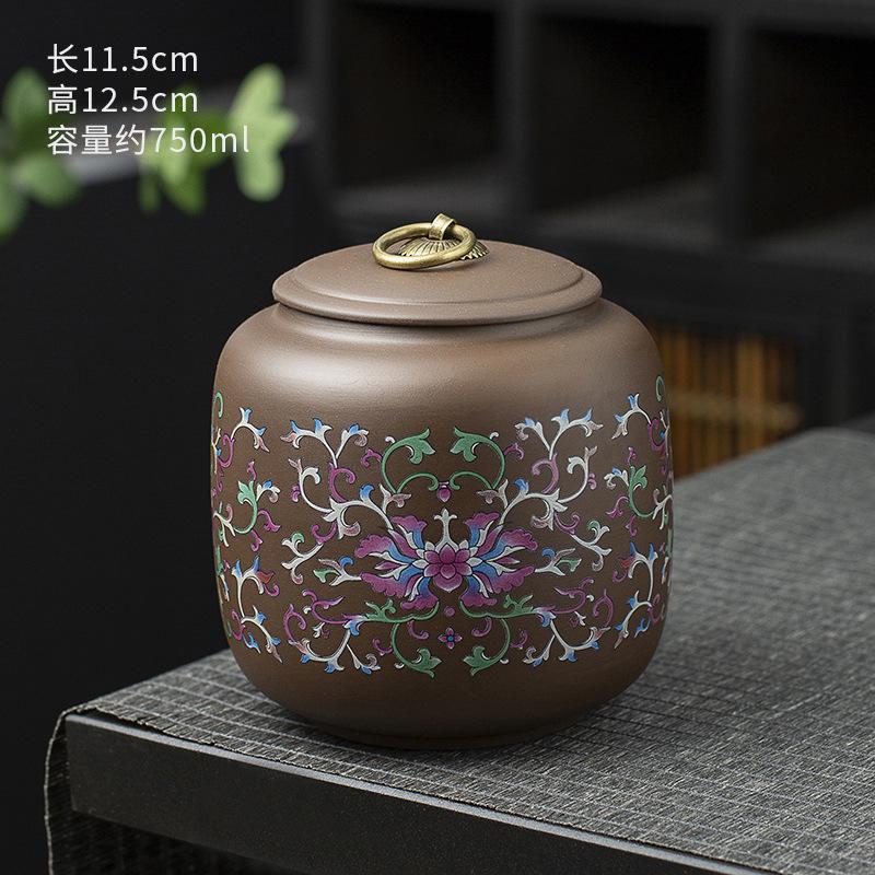 Vintage Purple Sand Ceramic Tea Jar Household Sealed Moisture Proof Tea Coffee Bean Storage Jar Modern Candy Storage Container