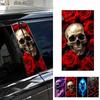 Waterproof Car B-Pillar Vinyl Sticker Skull Rose Fire Pattern Central Column Decor Decal Universal Accessory
